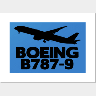 Boeing B787-9 Silhouette Print (Black) Posters and Art